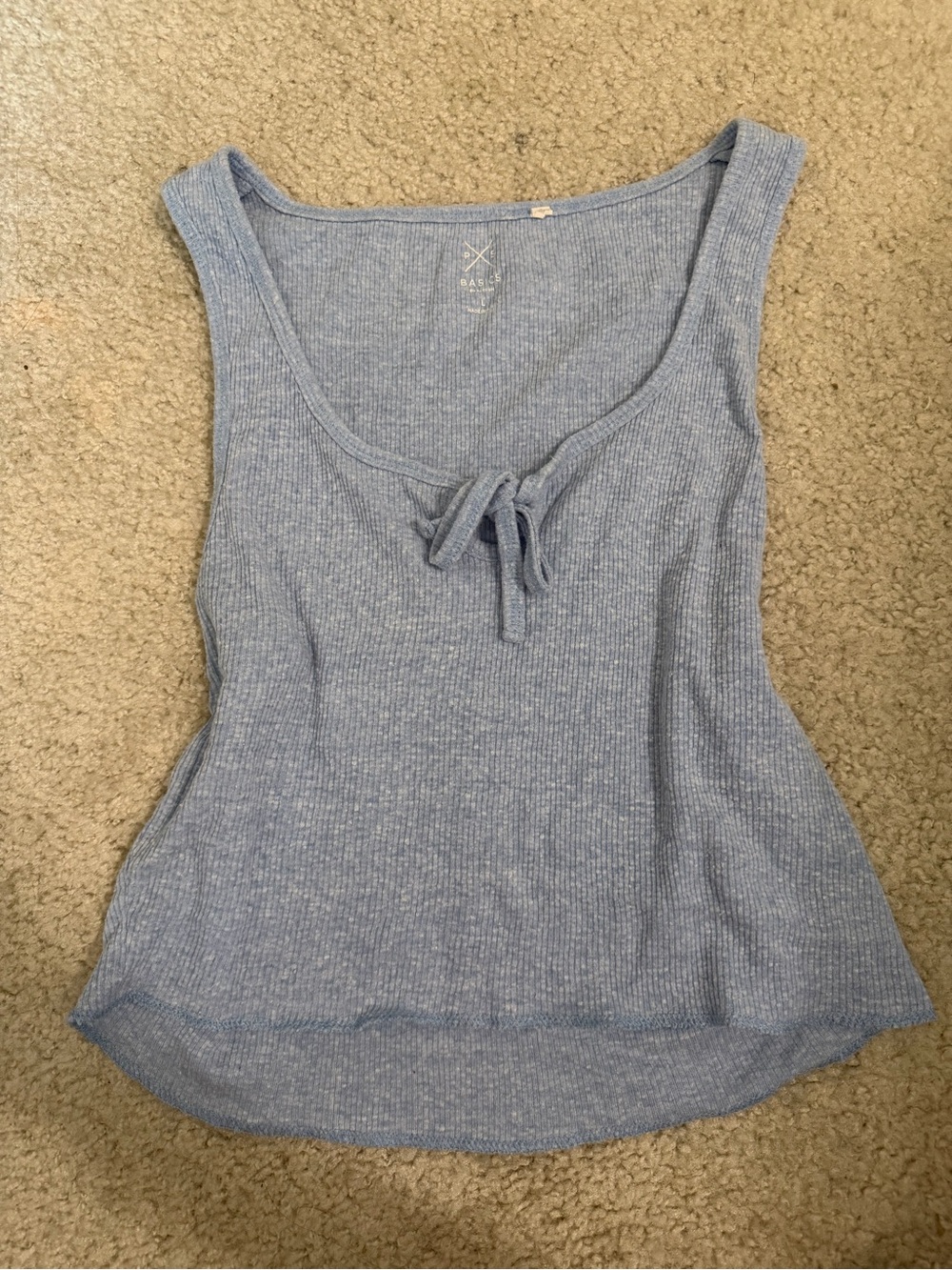 PacSun Heathered Light Blue Ribbed Tie-Front Tank